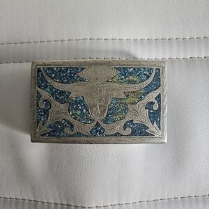 Vintage Silver and Turquoise Belt Buckle. Made In Mexico.